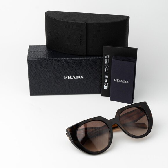 Prada Women Sunglasses Havana Brown Gradient Cat Eye PR14WS 2AU6S1 BRAND NEW - Picture 10 of 11